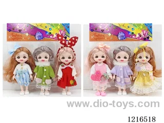 6inch 16CM 13 joint solid body 3D eye doll 3PCS （Mixed Pack）