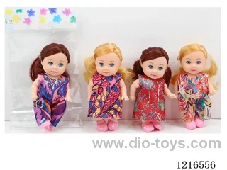 5.5inch 5 joint 12CM solid body color printing eyes doll （Mixed Pack）