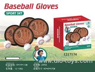 Baseball Sport Set-4 hand toss plates+4 baseball balls+1 storage bag in Color box