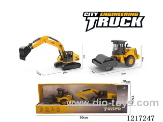 Free Wheel + Inertia-Plastic excavator + road roller (included battery)