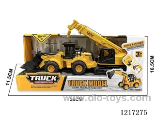 Free wheel + inertia sound effect-Plastic bulldozer + crane (included battery)