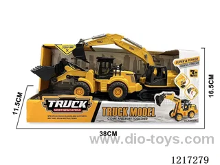 Free wheel + inertia sound effect-Plastic bulldozer + excavator (included battery)
