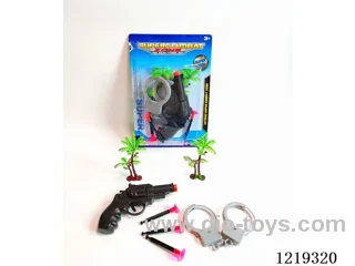 Revolver with 3 bullets, handcuffs, coconut tree *2