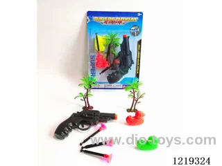 Revolver with 3 bullets, Duck *2, Coconut Tree *2