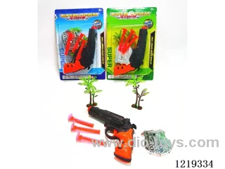 Revolver with 3 bullets, Police Badge *1, Coconut Tree *2