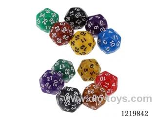 30 Sided Color Dice with Numbers