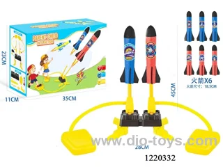 Dual Stomp Rocket Launcher Toy With 6 Foam Rockets |Shoots Up to 100 Feet in color box