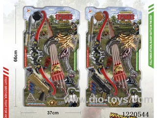 Battlefield Weapon Series (Bow & Arrow w/ Axe + Pistol *1 w/ 2 Bullets + Pan *1 + Knife *1)