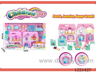 Barbie villa set (with lights / doorbell / dog sound, 2AA not included, colorful chandelier included 3 * AG13)