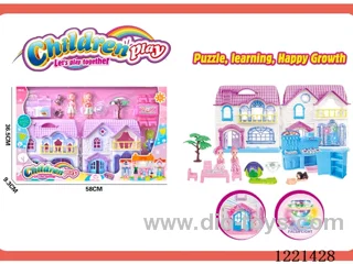 Barbie Villa set (with lights/doorbell/dog sound, 2AA not included, colorful chandelier includes 3*AG13)