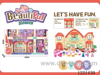 Block Man Villa set(with light and music included 3*AG13, colorful chandelier included 3*AG13)