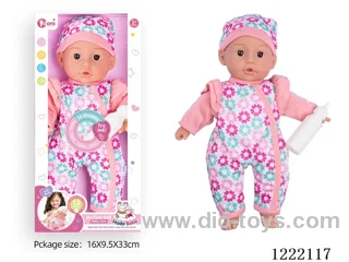 14 inch cotton body doll with bottle + 12 IC（included 3*AG13）