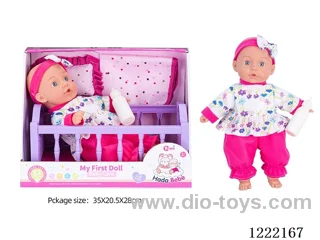14 inch Cotton Body Doll Crib Set with 12 IC（included 3*AG13）
