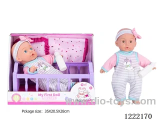 14 inch Cotton Body Doll Crib Set with 12 IC（included 3*AG13）
