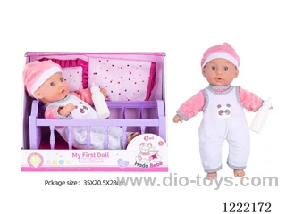 14 inch Cotton Body Doll Crib Set with 12 IC（included 3*AG13）