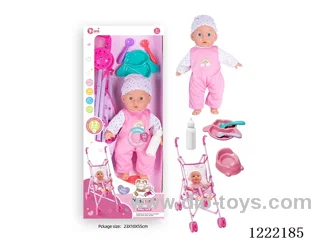 14 inch Cotton Body Doll Stroller set with 12 IC（included 3*AG13）