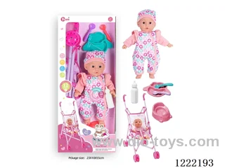 14 inch Cotton Body Doll Stroller set with 12 IC（included 3*AG13）