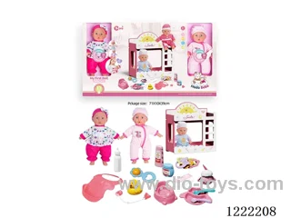 2PCS 14 inch Cotton Body Doll bunk bed set with 12 IC（included 3*AG13）