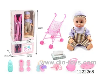 14 inch doll set with cart w/ 12 IC +Drinking/ peeing included 3*AG13
