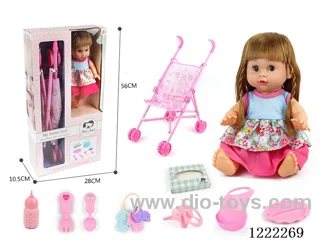 14 inch doll set with cart w/ 12 IC +Drinking/ peeing included 3*AG13