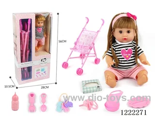 14 inch doll set with cart w/ 12 IC +Drinking/ peeing included 3*AG13