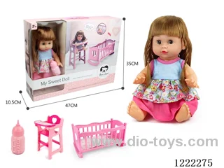 14 inch doll 2-in-1 set (crib + chair) with 12 IC + Drinking/ peeing included 3*AG13