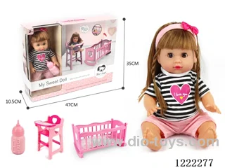 14 inch doll 2 in 1 set (crib + chair) with 12 IC +Drinking/ peeing included 3* AG13