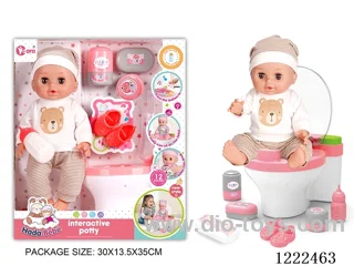 14 inch Vinyl Doll Toilet Set W/12 IC（W L/M/Drinking/ peeing/ doll included 3*AG13，toilet not included 2*AAA）