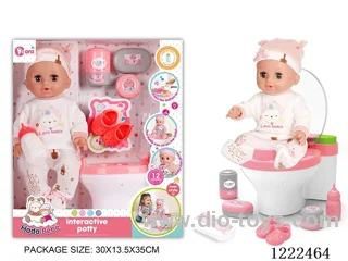 14 inch Vinyl Doll Toilet Set W/12 IC（W L/M/Drinking/ peeing/ doll included 3*AG13，toilet not included 2*AAA）