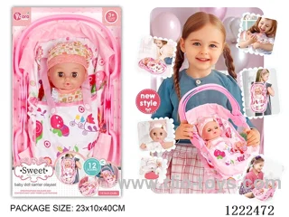 14 inch Vinyl Doll 3-in-1 Carrying Case W/12 IC（Drinking/ peeing/ doll included 3*AG13）