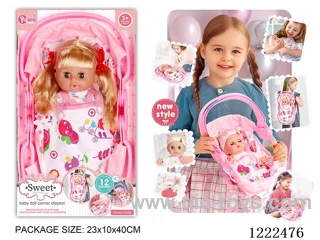14 inch Vinyl Doll 3-in-1 Carrying Case W/12 IC（Drinking/ peeing/ doll included 3*AG13）