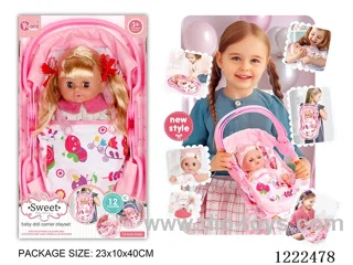 14 inch Vinyl Doll 3-in-1 Carrying Case W/12 IC（Drinking/ peeing/ doll included 3*AG13）