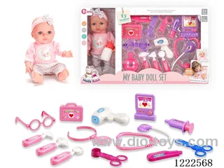 12 inch Vinyl Doll Medical Set W/4 IC (included 3*AG3)