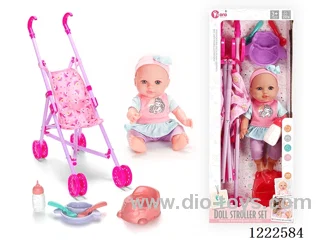 12 inch Vinyl Doll Stroller Set W/4 IC (included 3*AG3)