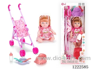 12 inch Vinyl Doll Stroller Set W/4 IC ( included 3*AG3)