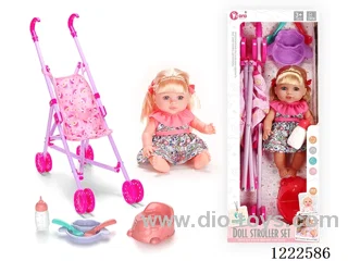 12 inch Vinyl Doll Stroller Set W/4 IC (included 3*AG3)
