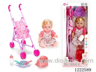 12 inch Vinyl Doll Stroller Set W/4 IC ( included 3*AG3)
