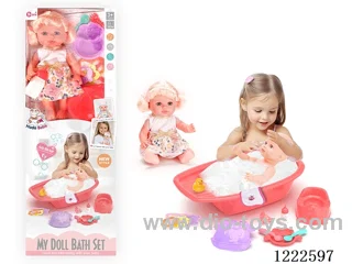 12 inch Vinyl Doll Bath Set W/4 IC (included 3*AG3)