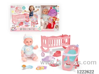 12 inch doll 2 in 1 set (bed+chair) W/4 IC (included 3*AG3)