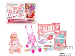 12 inch Vinyl Doll 3-in-1 Set W/4 IC (included 3*AG3)