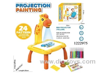 Giraffe-shaped children's art drawing and sketching projector table in color box