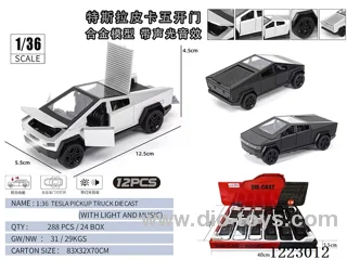 1:36 Tesla pickup five door pull back alloy car model W L/M (included battery) 12PCS