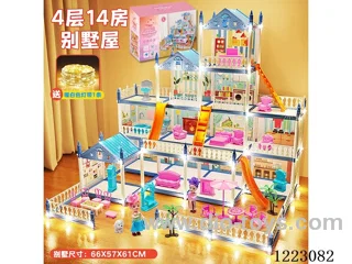 【With light bar Deluxe Edition Castle Villa【14 Room +2 Dolls +4 Floor +4 Terrace】
