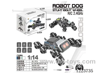 1:14 2.4G Eight-wheeled robot dog stunt car (single remote control) included battery
