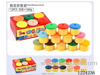 12 colors peach blossom cup colored clay set/12 colors 30g≈360g