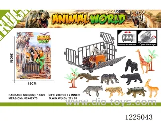 Animal Cage + 12Animals/ 2 Trees