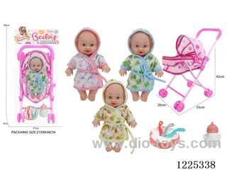 10 inch doll (3 mixes) with tent stroller
