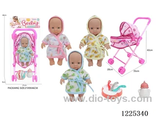10 inch doll (3 mixes) with tent stroller