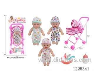 10 inch doll (3 mixes) with tent stroller