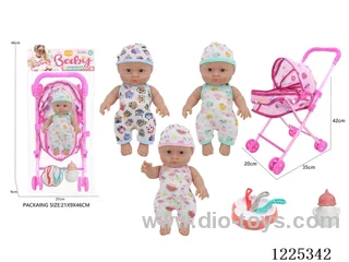 10 inch doll (3 mixes) with tent stroller
